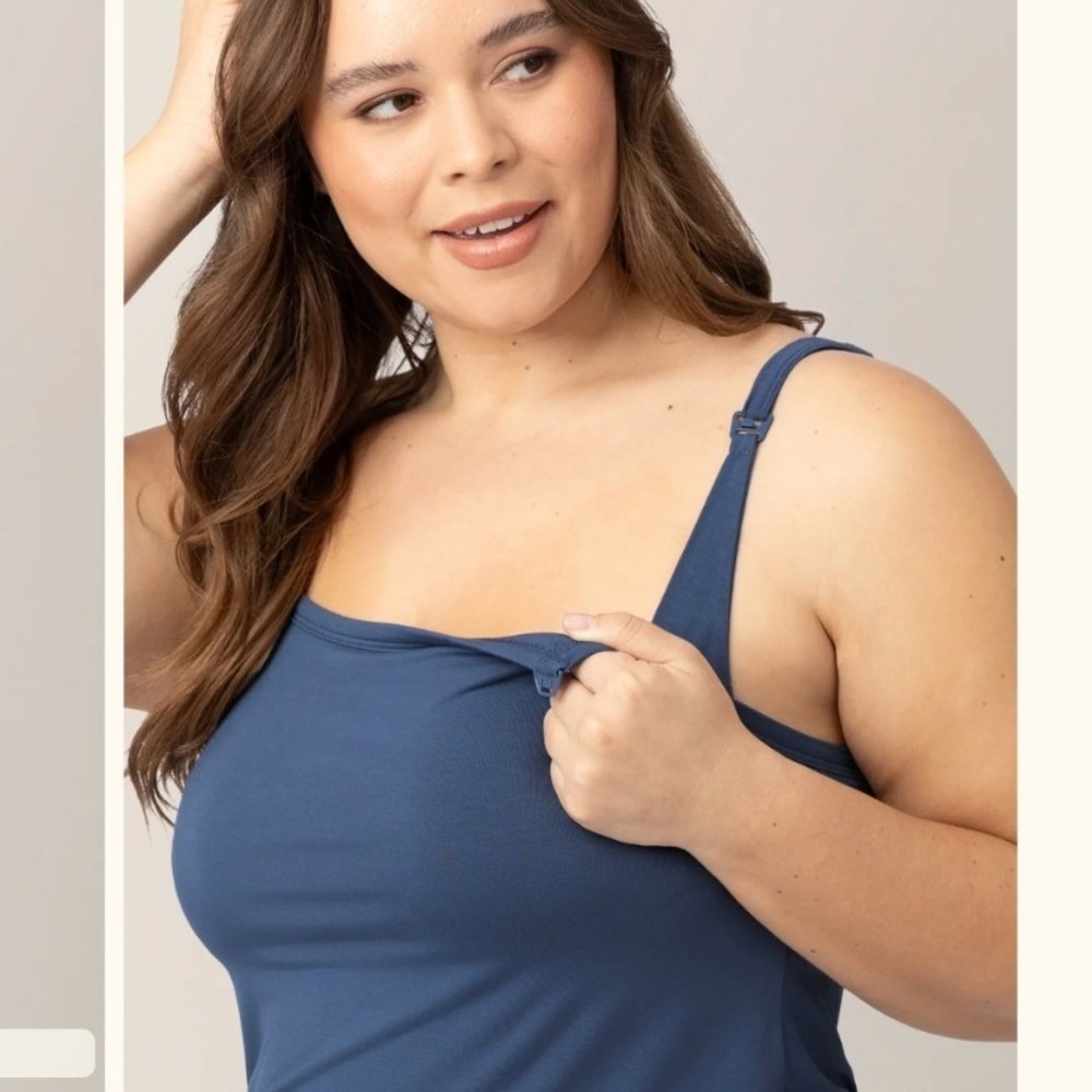 Kindred Bravely Bamboo Lounge Around Nursing Tank Cami Maternity Top Blue Large